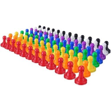 Imagem de Pacote com 48 marcadores de mesa de xadrez multicoloridos para jogo de tabuleiro para ensino