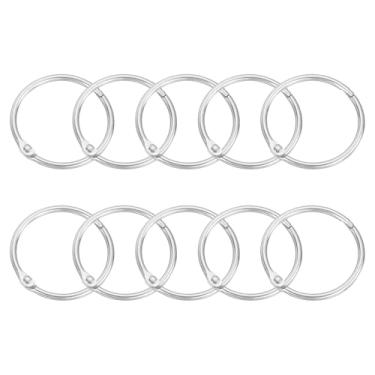 Imagem de Anéis de cortina de chuveiro, 12 peças - ganchos de cortina de chuveiro redondos de aço carbono, anéis de encadernação de folhas soltas de 3,8 cm para varões de cortina de chuveiro (prata)