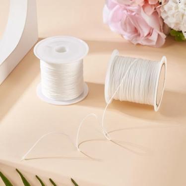 Imagem de Cordão de nylon branco com nó chinês de 0,6 mm, fio de contas para pulseiras, joias, artesanato de macramê, projetos DIY