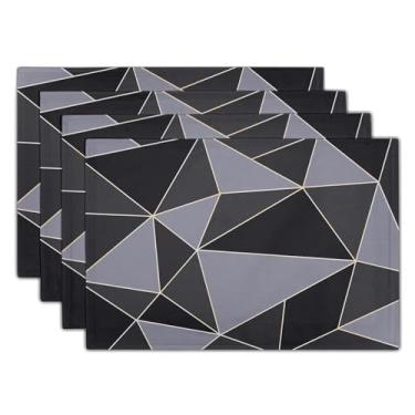 Imagem de Conjunto de 4 tapetes de mesa pretos - Jogo americano moderno de meados do século, cinza 30 x 45 cm para festa, cozinha, jantar
