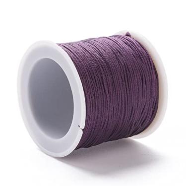 Imagem de 100 jardas 0,8 mm cordão de contas de nylon chinês cordão de macramê rabo de rattail fio de contas para fazer joias, pulseiras da amizade, suprimentos de artesanato DIY (roxo escuro)