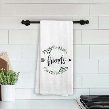 Imagem de Toalhas de cozinha de amigos guirlanda de eucalipto, presentes de amizade para mulheres, bestie, casa de fazenda, verde sálvia, prato botânico, toalhas de chá de mão para cozinha, banheiro, presentes