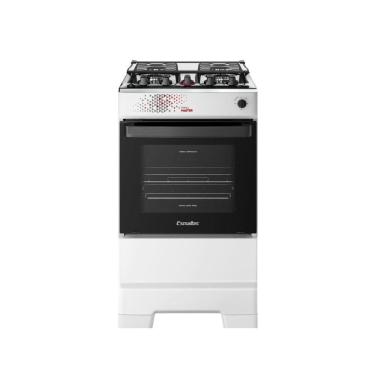Imagem de Fogão Esmaltec 4 Bocas Ideal Master Mesa Inox Tampa De Vidro Forno 50 Litros Branco T4ITB Bivolt