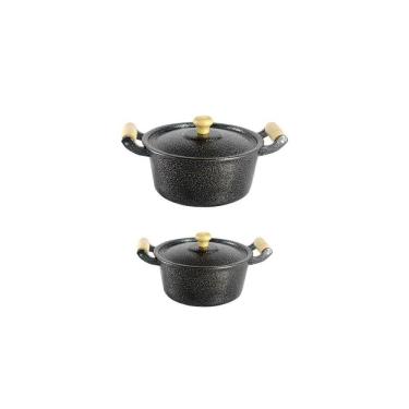 Imagem de Jogo 2 Caçarolas Panela Alumínio Fundido Craqueada 16 e 18cm