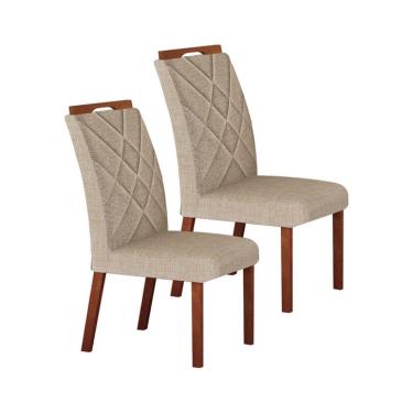 Imagem de Conjunto com 2 Cadeiras Larissa Linho Palha e Marrom