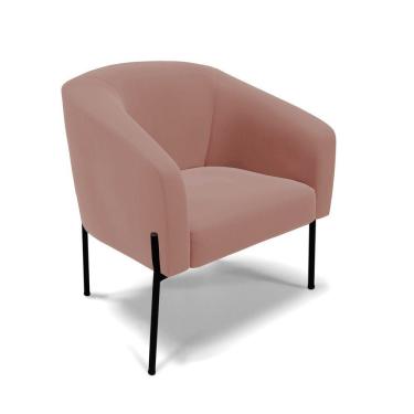 Imagem de Cadeira Sala De Jantar Pé De Ferro Preto Stella Veludo D03 - D'rossi Cor Rose