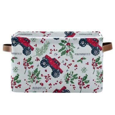 Imagem de Pfrewn Cesta de armazenamento de Natal e inverno Monster Truck Carros Berrt caixas de armazenamento retangulares dobráveis cesta organizadora cesta de armazenamento de livros de brinquedo para