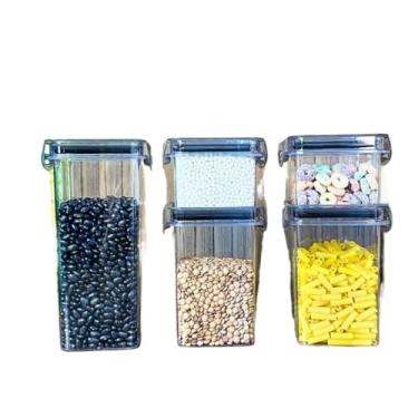 Imagem de Potes Hermeticos para Mantimentos,Conjunto de Potes HerméTicos em AcríLico Cristal Com Trava E Design EmpilháVel - Organizador para Mantimentos(Kit C (5 Peças))