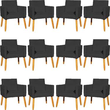 Imagem de Kit 12 Poltronas Decorativa Para Sala Nina Suede Cores Pé Palito 30cm Castanho - Suede