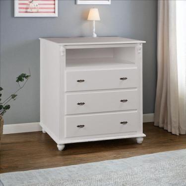 Imagem de Cômoda Para Quarto Com 3 Gavetas Nicho E Pés Torneados - Nude Laca