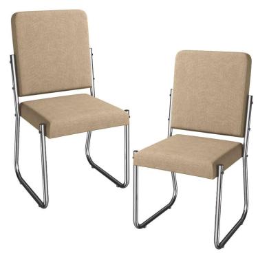 Imagem de Kit 2 Cadeiras Cromada Sala Jantar 2C139CR Corino Kappesberg Capuccino