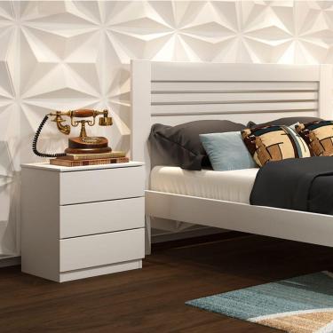 Imagem de Mesa De Cabeceira 3 Gavetas Corrediças Telescópicas - Veronna-neve - Tcil Móveis