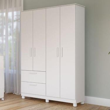 Imagem de Guarda-Roupa de Bebê Jujuba 4 Portas 2 Gavetas 100% Mdf Branco - Permó