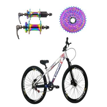 Imagem de Bicicleta Aro 26 Vikingx Prata Azul 1x8v Cassete E Cubo Cassete Camaleão