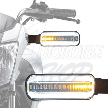 Imagem de Pisca Seta Led Sequencial DRL Fume Moto Esportivo Unver Par
