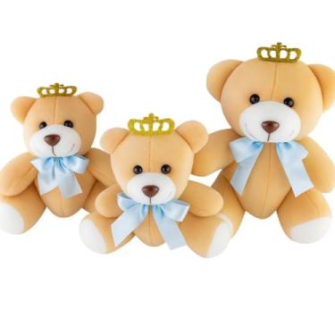 Imagem de Trio de Urso de Pelúcia Articulado Para Nicho Decoração - Azul