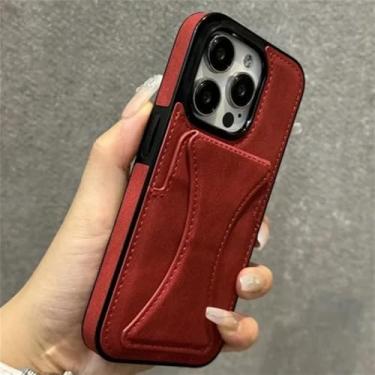 Imagem de Capa para iPhone 16 15 11 12 13 14 Pro Max 17 Slim Fit Couro Slots para Cartões Kickstand Capa, vermelha, para iPhone X