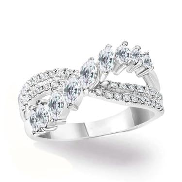 Imagem de Aliança de noivado de zircônia cúbica colorida banhada a ouro branco, alianças de compromisso, festas noturnas, presentes de dia dos namorados, alianças de eternidade para mulheres, 9, Cobre, Sem