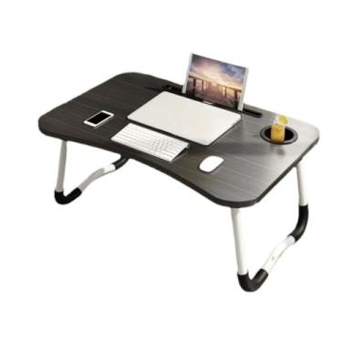 Imagem de Mesa Notebook Cama, Mesa Preto Dobrável de Madeira Portátil para Estudo Notebook Utilidades(PRETO)