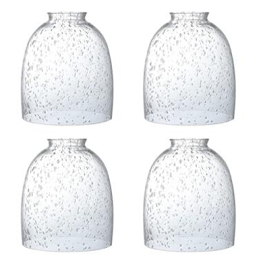 Imagem de Pacote com 4 persianas de substituição de vidro transparente para ventilador de teto, lustre de iluminação com pingente, 5,5 cm de altura, 12,0 cm de diâmetro