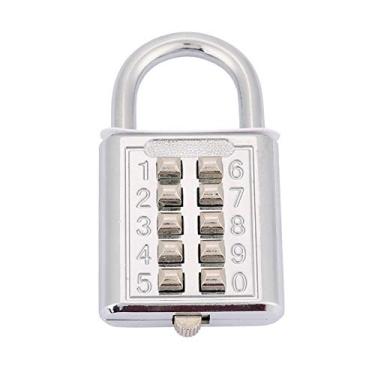 Imagem de Yinhing Padlock de Combinação de 5 Dígitos, Código pré -definido de 5 Dígitos, Bloqueio de Senha para Armários de Ginástica, Caixas de (Silver elétrica de 10 teclas)