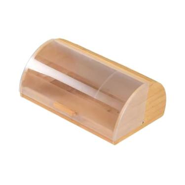 Imagem de ＫＬＫＣＭＳ Caixa de pão com tampa de enrolar, recipiente de armazenamento de cozinha, recipiente de pão moderno para biscoitos, bagels, muffins, de