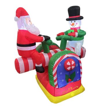 Imagem de Enfeite Natal Gangorra Inflavel Natalino Papai Noel Boneco Neve Parque Diversao Decoraçao Loja Shopping Vitrine