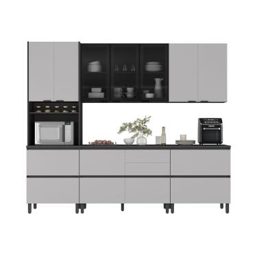 Imagem de Cozinha Completa Itatiaia Lumina Aéreo 2 Portas 270cm Em Madeira Mdf Grafite-fendi