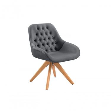 Imagem de Poltrona Decorativa Alice Suede Capitone Pe Palito Unidecor Chumbo