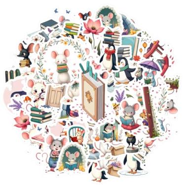 Imagem de 35 peças de adesivos de animais de planta livro pinguim rato brinquedo floral pacote de adesivos para telefone faça você mesmo, guitarra, laptop, notebook, mala, copo, guitarra, laptop, capacete