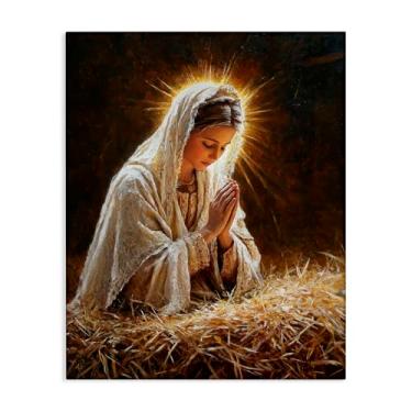 Imagem de Stupell Industries Arte de parede em tela de oração de Santa Maria, design por Petal Prints Design, 20 x 16