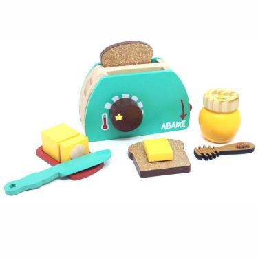 Imagem de Kit Torradeira De Madeira - Comidinha De Brinquedo - 8 Peças