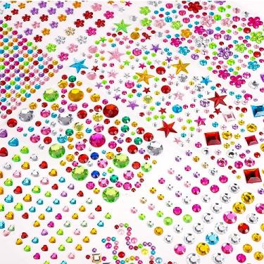 Imagem de 13 folhas/2145 peças de adesivos de pedras preciosas, adesivos autoadesivos de strass, pedras adesivas de cristal para rosto, cabelo, maquiagem, unhas, artesanato, decoração de scrapbooking
