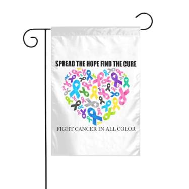 Imagem de Fight Cancer In All Color Fight Cancer Awareness Ribbons Bandeiras de jardim 30,5 x 45,7 cm bandeira dupla face bandeira de quintal sem mastro para salas festivais eventos festas desfiles