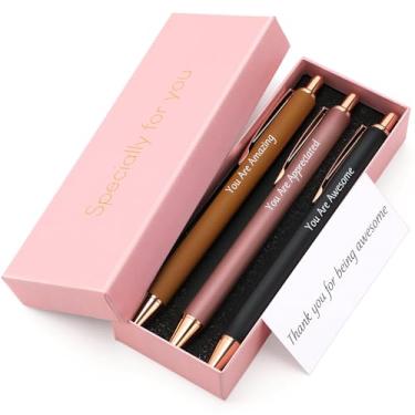 Imagem de Maitys Conjunto de 3 canetas de agradecimento cristão para mulheres, presentes luxuosos, presentes de agradecimento para professores, canetas esferográficas motivacionais com caixas, cartões para