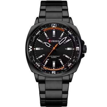 Imagem de Relógio De Quartzo Masculino Display Analógico, Pulseira De Aço Inoxidável Impermeavel Preto