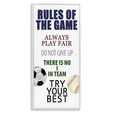 Imagem de Stupell Industries Arte giclée emoldurada cinza Fun Teamwork Rules of Game, design de Kim Allen, 24 x 10