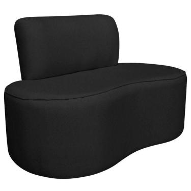 Imagem de Sofá Curvo 2 Lugares Sala De Estar Recepção Escritório Amsterdã 130cm Corano - Doce Sonho Móveis Cor Preto