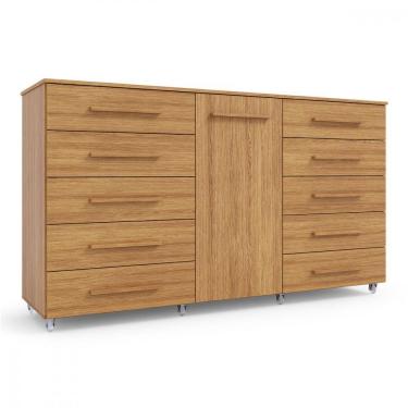 Imagem de Cômoda Imperial Batrol 1 Porta 10 Gavetas Com Rodízio Freijó Freijó