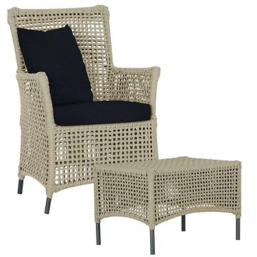 Imagem de Poltrona E Mesa Igapó Em Alumínio Preta Corda Náutica E12 Rami