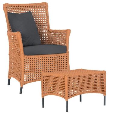 Imagem de Poltrona E Mesa Igapó Em Alumínio Preta Corda Náutica E11 Terra Cota