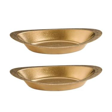 Imagem de Ｂｅｓｇａ Conjunto de 2 Tigelas Decorativas em Metal em Formato de Barco para Servir Arroz com Curry, Petiscos e Outros Pratos, Ideais para Festas e Cozinha, Ouro