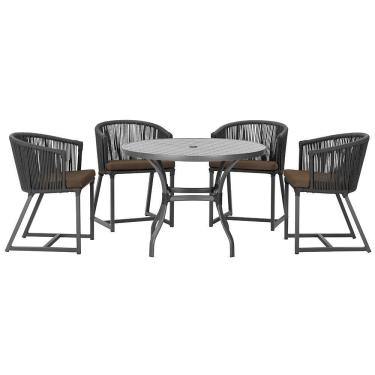 Imagem de Mesa Com 4 Cadeiras E Noronha Estofado 9 Trama Original Preto