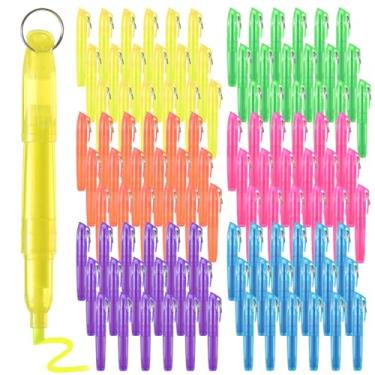 Imagem de 108 mini canetas marca-texto com chaveiro, 6 cores líquidas fluorescentes, portáteis para estudantes, professores, uso no escritório, marcadores compactos para anotações