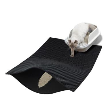 Imagem de DOTPURFECT Tapete de areia para gatos, 129 x 70 cm, tapete de armadilha de areia para gatos, extra grande, camada dupla, à prova d'água, design antiderrapante, reduz a dispersão de areia, fácil de