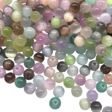 Imagem de ARTISAMILY 400 peças de contas redondas de vidro olho de gato 6 mm contas de cristal coloridas soltas espaçadoras fofas mini pulseira colar pingentes para artesanato DIY brinco chaveiro fabricação de