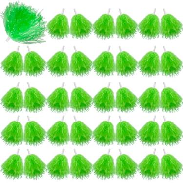 Imagem de Lenwen Pacote com 40 pompons de torcida esportes dança espirituosa pompom torcida pompom torcida com alças para adultos Rooters equipe esportiva festa de torcida (verde)