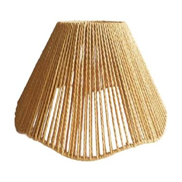 Imagem de Stgfyxgs Abajur de corda trançada, cúpula para luminária de teto, estilo boêmio, ideal para mesa de jantar, hotel, sala de estar, casa ou café.