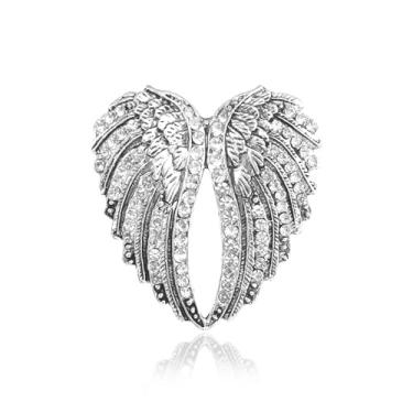 Imagem de Broche de asa de anjo broche de strass joias broches de cristal e alfinetes para mulheres xaile de Natal, Large, Zinco, Sem Pedra Preciosa