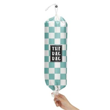 Imagem de IHopes+ Organizador de saco de plástico, armazenamento de saco de plástico estilo tabuleiro de xadrez azul e branco, para decoração de cozinha doméstica, viagem, acampamento, use 1 pacote, padrão